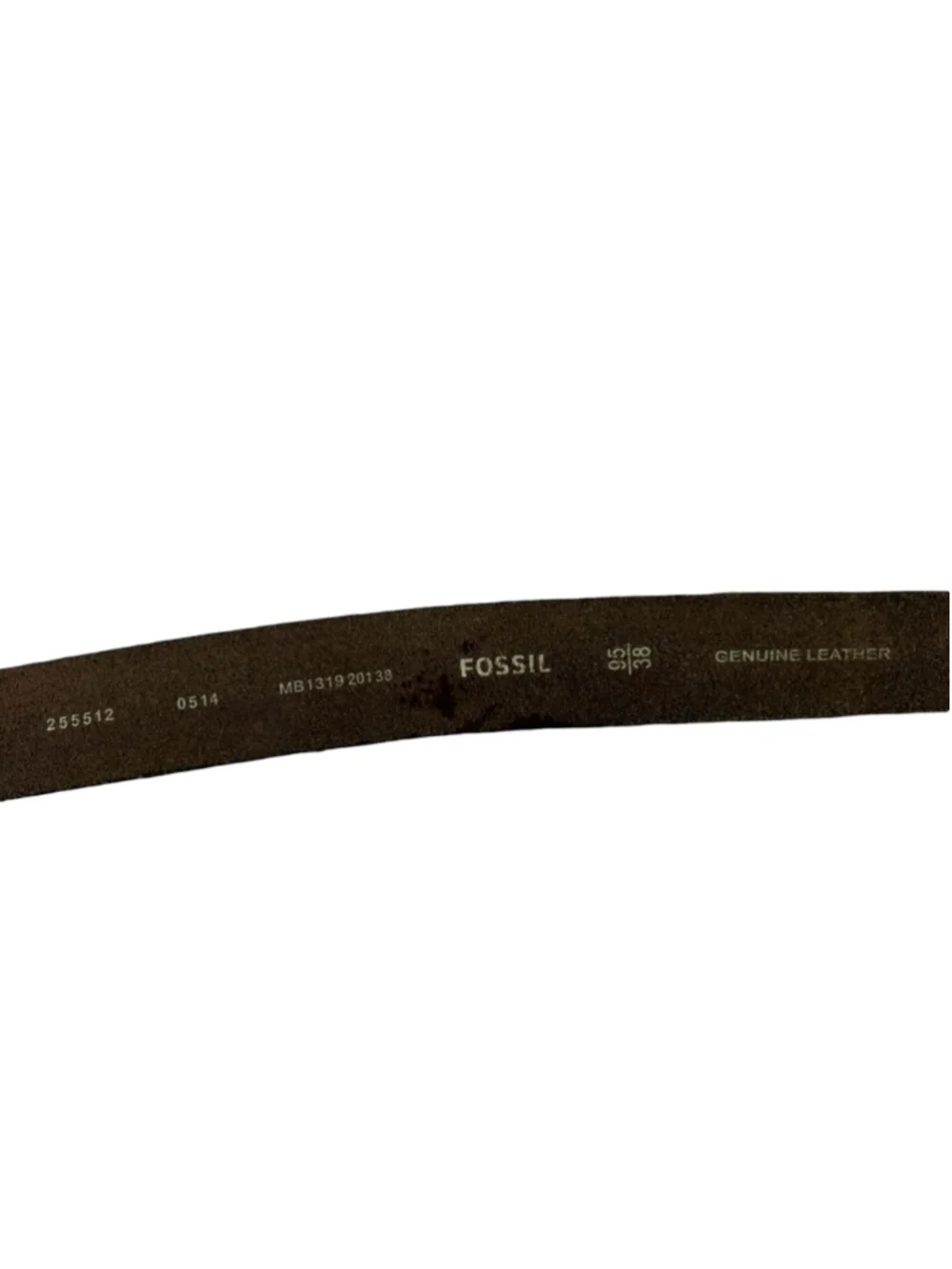 Fossil Men’s Brown Perforated Genuine Leather Belt Brass Buckle Size 38/95